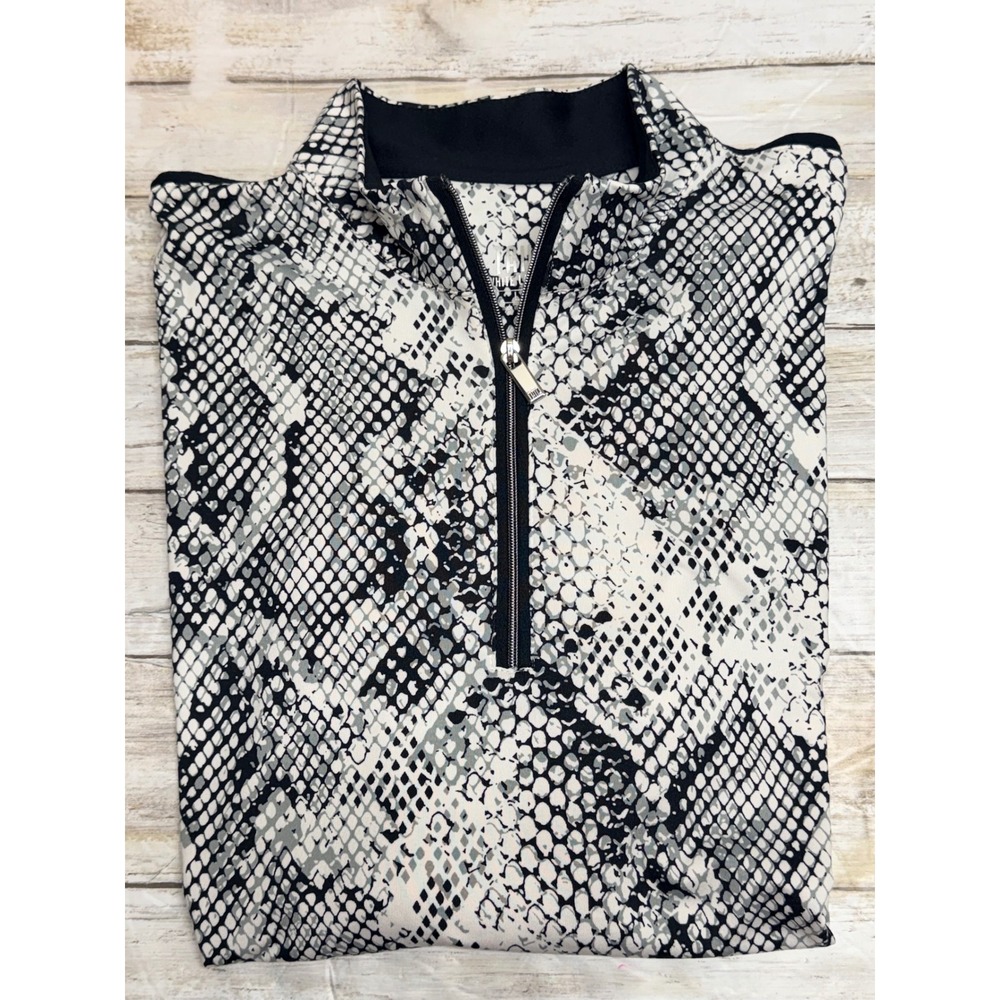 Tail White Label Womens Snakeskin python Golf Quarter Zip Active Top size large